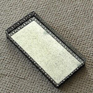 Mirror Vanity Dresser Perfume Makeup Jewelry Candle Tray Bedroom Bathroom Silver